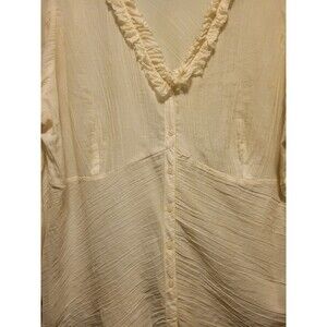 Women V-Neck Tunic Cream 18/20 Renaissance Festival Ruffle Sheer Fairy Whimsy